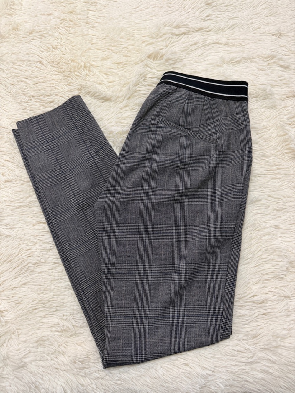 Zara Gray Plaid Dress Pants with Stripes